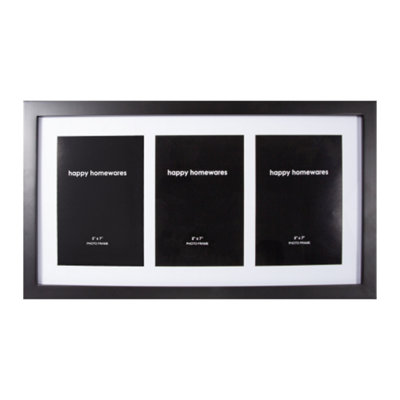 Classic Designer Mat Black MDF Triple Picture Frame Free Standing or Wall Hung