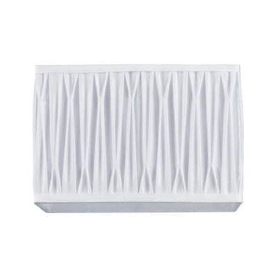 Classic Double Pleated Rectangular Lamp Shade with Ivory White Faux Silk Fabric