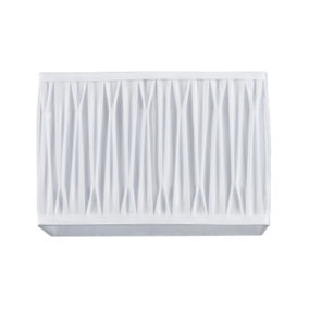 Classic Double Pleated Rectangular Lamp Shade with Ivory White Faux Silk Fabric