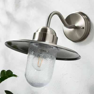 Classic Fisherman Nickel Metal Outdoor Wall Light | DIY at B&Q