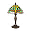 Classic Green Stained Glass 12" Dragonfly Tiffany Lamp with Multiple Oval Beads