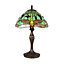 Classic Green Stained Glass 12" Dragonfly Tiffany Lamp with Multiple Oval Beads