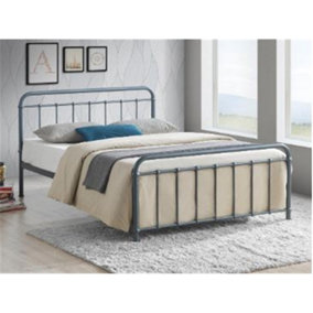 Classic Grey Metal Bed Frame - Double 4ft6"