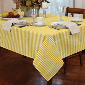 Classic Home Store Alan Symonds Tablecloths Gingham Tablecloth Yellow 72" Round, 12401776