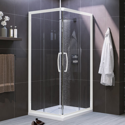 Classic Lite Semi-framed Corner Entry Shower Enclosure White 900mm