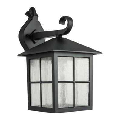 Classic Matte Black Die-Cast Aluminium Metal Exterior Lantern Wall Light Fitting