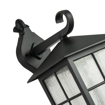 Classic Matte Black Die-Cast Aluminium Metal Exterior Lantern Wall Light Fitting