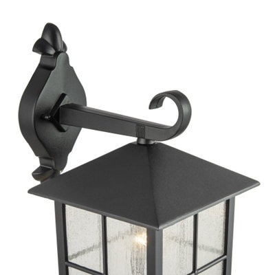 Classic Matte Black Die-Cast Aluminium Metal Exterior Lantern Wall Light Fitting
