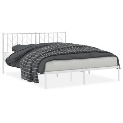 Classic Metal Bed Frame without Mattress with Headboard White 160x200cm
