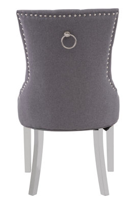 Classic Minimalist Design Grey Dining Chair, Diamont Tufted Bedroom ...