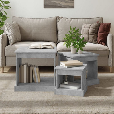 Classic Nesting Tables 3 pcs Concrete Grey Engineered Wood