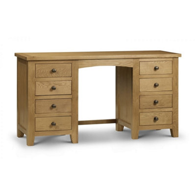 Classic Oak Twin Pedestal Dressing Table