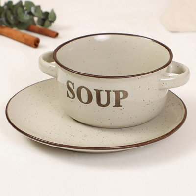 Classic Peppered Cream Soup Bowl and Bread Plate Set