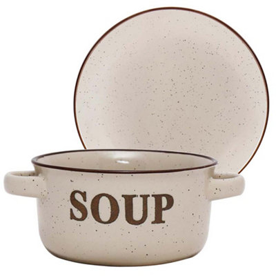 Classic Peppered Cream Soup Bowl and Bread Plate Set