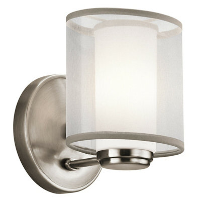 Classic Pewter Wall Light with Satin Etched Opal Glass Shade for Interior Use