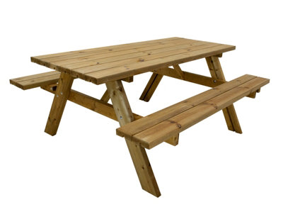 Classic Picnic Bench - Wood - L177 x W154 x H74 cm - Brown