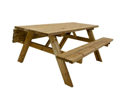Classic Picnic Bench - Wood - L177 x W154 x H74 cm - Brown - 3