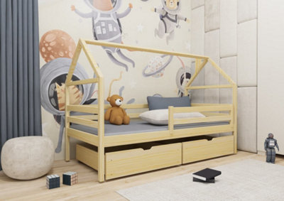 Classic Pine Aaron Single Bed with Storage and Bonnell Mattress (H)750mm (W)1980mm (D)970mm, Space-Efficient Design