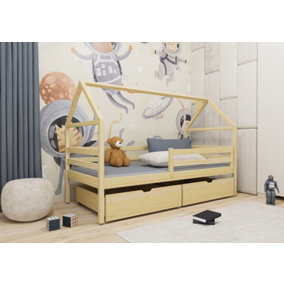 Classic Pine Aaron Single Bed with Storage and Bonnell Mattress (H)750mm (W)1980mm (D)970mm, Space-Efficient Design