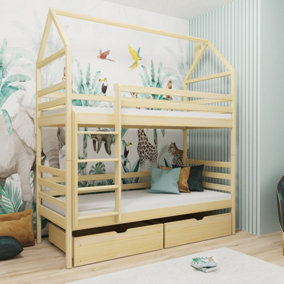 Classic Pine Alex Bunk Bed with Storage and Bonnell Mattresses (H)217cm (W)198cm (D)98cm - Timeless & Spacious