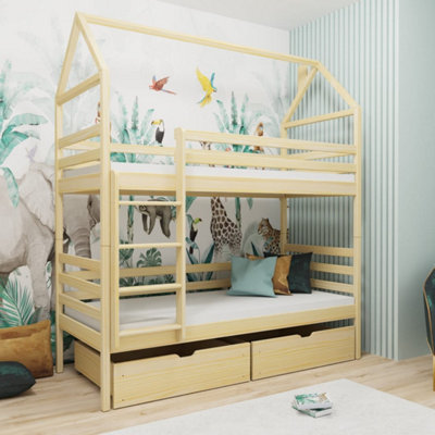 Classic Pine Alex Bunk Bed with Storage (H)217cm (W)198cm (D)98cm - Timeless & Spacious