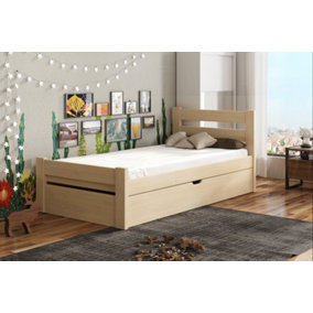 Classic Pine Nela Single Bed with Storage with Foam Bonnell Mattress - Timeless Elegance (H670mm W1980mm D970mm)