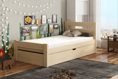 Classic Pine Nela Single Bed with Storage with Foam Mattress - Timeless Elegance (H670mm W1980mm D970mm)