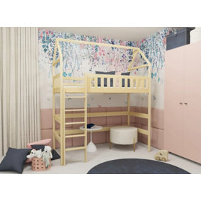 Classic Pine Otylia Loft Bed with Ladder and Safety Guard Rails - Space-Saving & Durable (H2270mm W1980mm D970mm)