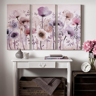 Classic Poppy Trio Printed Canvas Floral Wall Art DIY at B&Q
