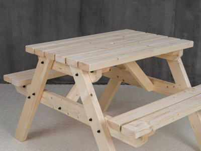 Classic Pub Style Picnic Bench and Table 3ft Natural finish