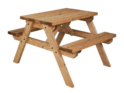 Classic Pub Style Picnic Bench and Table (3ft, Rustic brown finish)