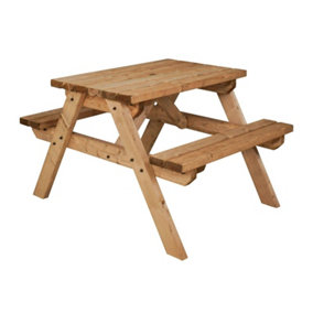 Classic Pub Style Picnic Bench and Table (3ft, Rustic brown finish)
