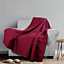 Classic Rib Cotton Throw, Sofa Bed Throw - 150 x 200 cm Fits most 2 seater Sofas Settee Arm Chair & Single Bed, Wine