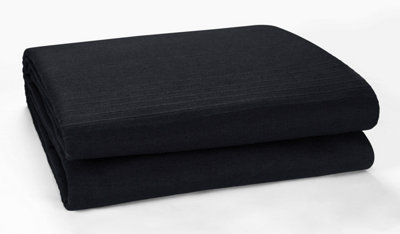 Classic Rib Cotton Throw, Sofa Settee Bed Throw Bedspread - 250 x 250 cm, Fits 3 or 4 Seater Sofa or King Size Bed, Black