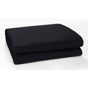 Classic Rib Cotton Throw, Sofa Settee Bed Throw Bedspread - 250 x 250 cm, Fits 3 or 4 Seater Sofa or King Size Bed, Black