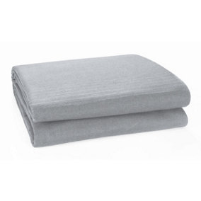 Classic Rib Cotton Throw, Sofa Settee Bed Throw Bedspread - 250 x 250 cm, Fits 3 or 4 Seater Sofa or King Size Bed, Smoke