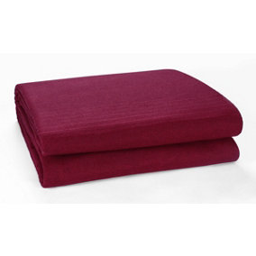Classic Rib Cotton Throw, Sofa Settee Bed Throw Bedspread - 250 x 250 cm, Fits 3 or 4 Seater Sofa or King Size Bed, Wine