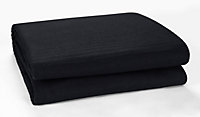 Classic Rib Cotton Throw, Sofa Settee Bed Throw Bedspread - 250 x 380 cm Fits 4 or 5  Seater Sofa or Super King Size Bed, Black
