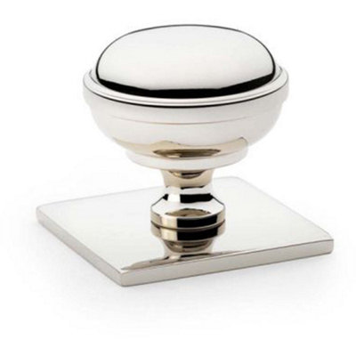 Classic Round Cabinet Door Knob & Matching Backplate Polished Nickel 34mm Handle