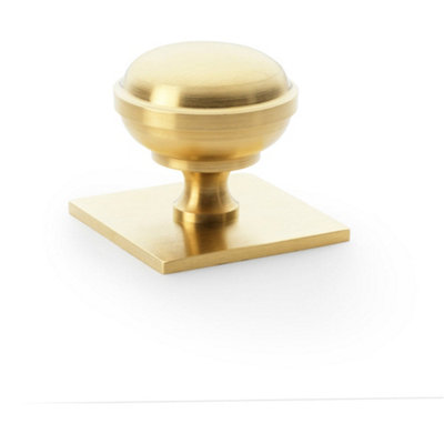 Classic Round Cabinet Door Knob & Matching Backplate - Satin Brass 38mm Handle