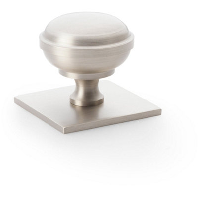 Classic Round Cabinet Door Knob & Matching Backplate - Satin Nickel 38mm Handle