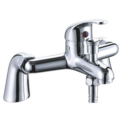 Classic Rounded Deck Mounted Bath Shower Filler Tap - Chrome