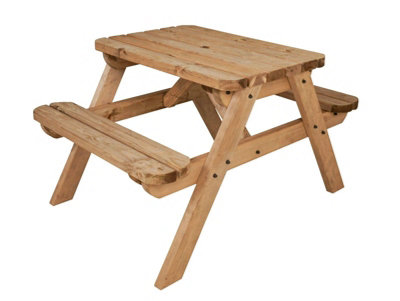 Classic Rounded Pub Style Picnic Bench and Table (3ft, Rustic brown finish)