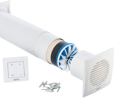 Classic Single Room Heat Recovery Kit 100mm with Wall Switch