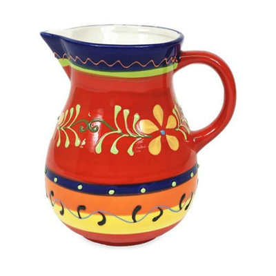 Classic Spanish Hand Painted Pattern Home Decor Medium Pourer Jug 1L Daisy Chains