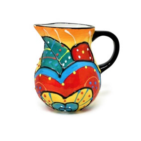 Classic Spanish Hand Painted Pattern Home Decor Mini Pourer Jug (H) 9cm Red/Yellow Flower