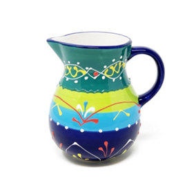 Classic Spanish Hand Painted Pattern Home Decor Small Pourer Jug 0.5L Blue/Green
