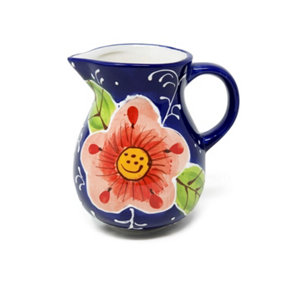 Classic Spanish Hand Painted Pattern Home Decor Small Pourer Jug 0.5L Pink Flower