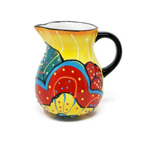 Classic Spanish Hand Painted Pattern Home Decor Small Pourer Jug 0.5L Red/Yellow Flower