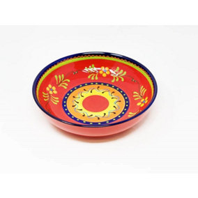 Classic Spanish Hand Painted Pattern Kitchen Dining Decor Large Bowl (Diam) 30cm Daisy Chain